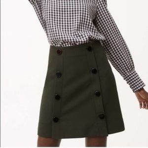 LOFT green skirt with black buttons - size 4